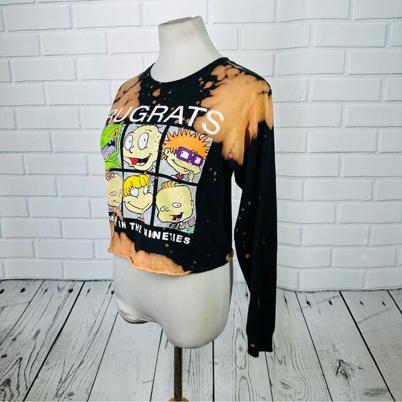 10/$25🦋 Nickelodeon Black Tie Dye Rugrats Cropped Sweatshirt - Size Small - Picture 3 of 9
